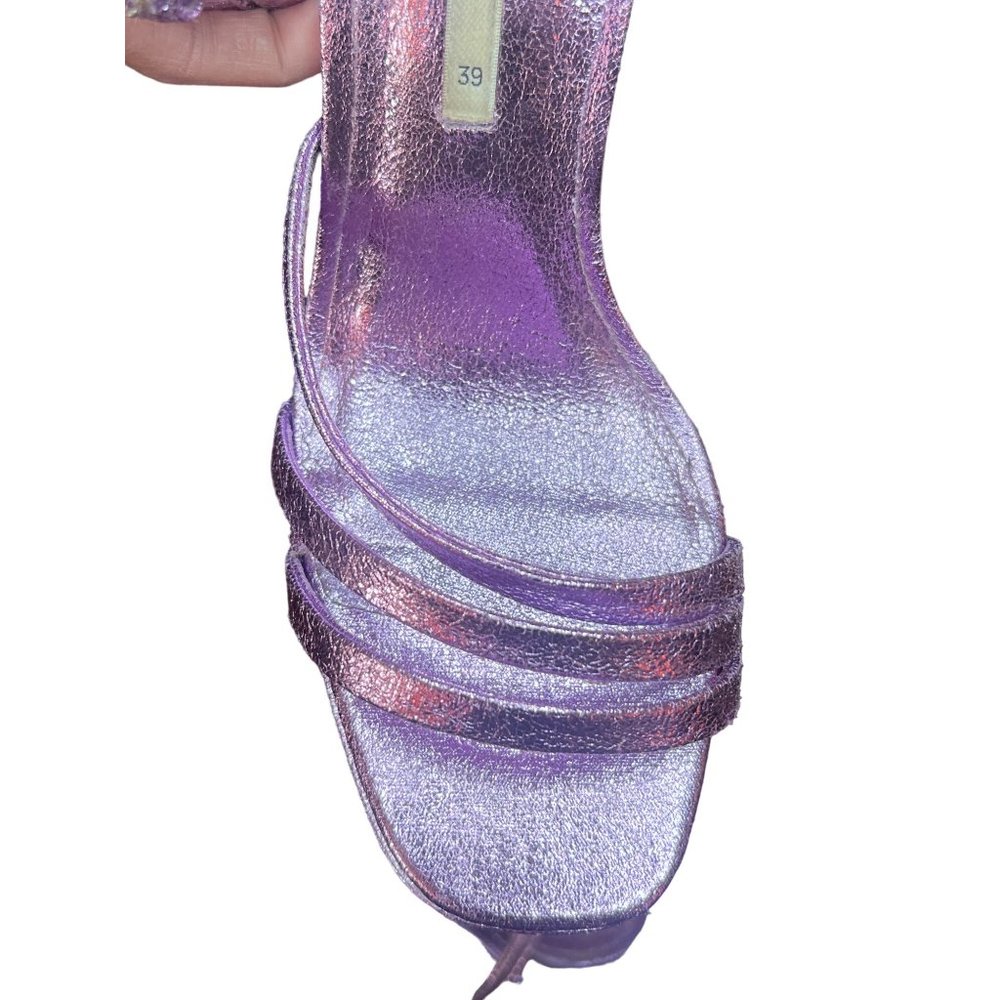 ZARA metallic purple foil platform heeled sandal size 39 - Picture 13 of 15